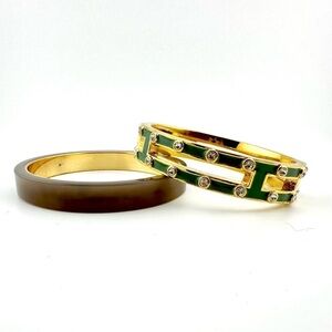 Lot of 2 J. Crew Bracelets Green and Gray Tones